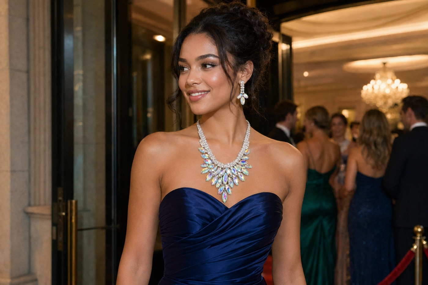 AB Crystal Statement Set on the red carpet