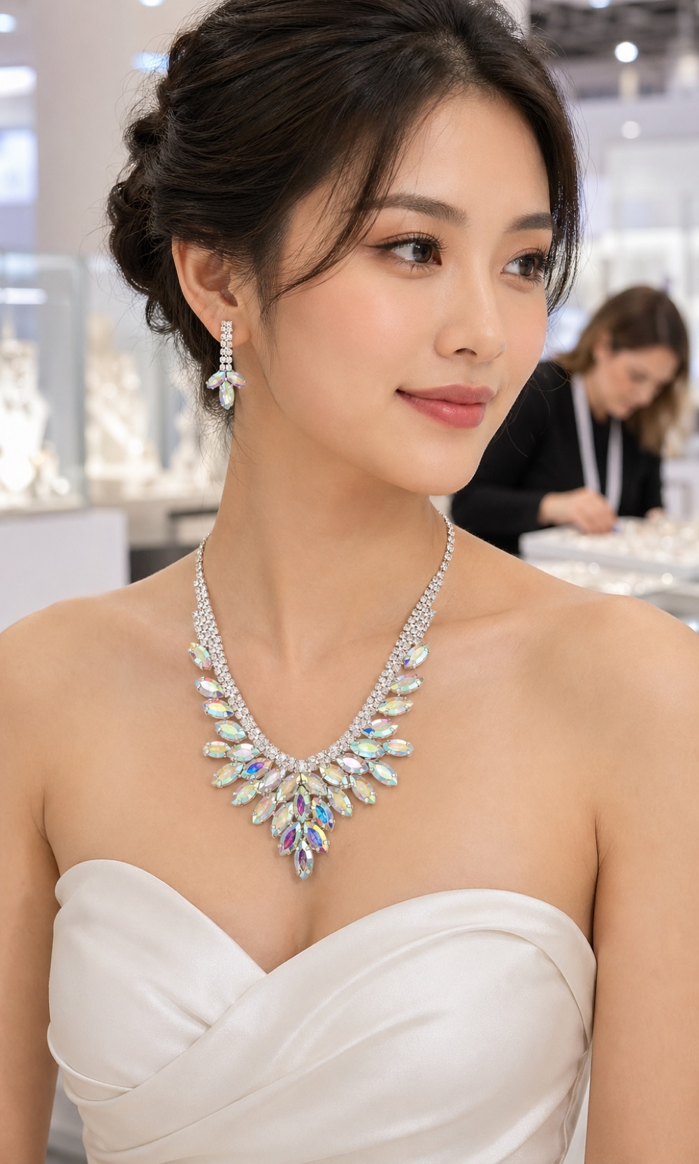 AB Crystal Statement Necklace & Earring Set