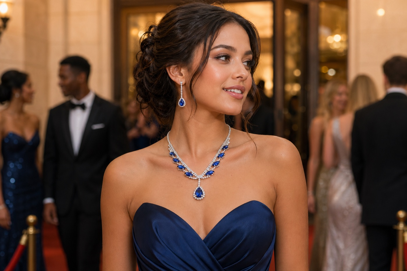 Sapphire Blue Leaf Set at a black-tie gala